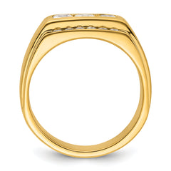 14k 1 1/8 carat Lab Grown Diamond VS/SI+ G+ Complete Polished and Satin Men's Ring