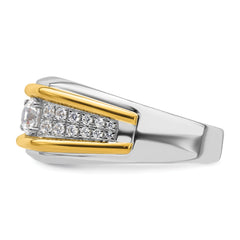 14k Two-tone 1/2 carat Lab Grown Diamond VS/SI+ G+ Three Stone Complete Men's Ring