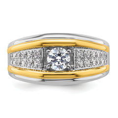 14k Two-tone 1/2 carat Lab Grown Diamond VS/SI+ G+ Three Stone Complete Men's Ring