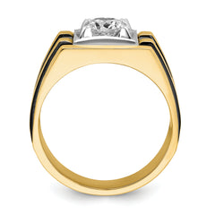 14k Two Tone with Black Rhodium 1 carat Lab Grown Diamond VS/SI+ G+ Complete Polished and Satin Men's Ring