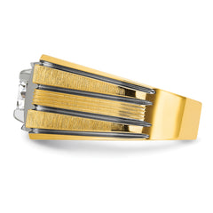 14k Two Tone with Black Rhodium 1 carat Lab Grown Diamond VS/SI+ G+ Complete Polished and Satin Men's Ring