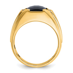10k Men's Polished and Satin Onyx and .02 Carat A Quality Diamond Ring