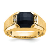 10k Men's Polished and Satin Onyx and .02 Carat A Quality Diamond Ring