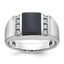 14k White Gold Mens Satin Rectangle Onyx and Diamond Ring Mounting, Mounting Only - Sophia Jewelers