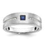 14k White Gold Mens Satin Lab Created Sapphire and 1/8 carat Diamond Complete Ring - Sophia Jewelers