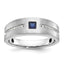 Men's Lab-Created Sapphire & Diamond Ring in 14K White Gold, 8.31mm (1/8 ct. tw.), Size 10 - Sophia Jewelers