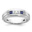 14k White Gold Men's Polished Satin and Grooved Square 1/6 Carat AA Quality Diamond and Lab Created - Sophia Jewelers