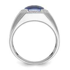 10k White Gold Men's Cr. Sapphire and Diamond Complete Ring