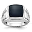 14k White Gold Mens Polished and Satin Cushion Onyx Complete Ring - Sophia Jewelers