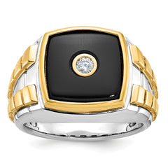 10k Two-tone Men's Onyx and Diamond Complete Ring