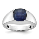 10k White Gold Men's Sapphire Doublet Stone Complete Ring