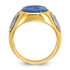 10k Two-tone Men's Blue Agate Complete Ring