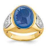 10k Two-tone Men's Blue Agate Complete Ring