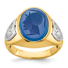 10k Two-tone Men's Blue Agate Complete Ring