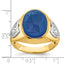 14k Two-tone Mens Oval Blue Agate Complete Ring - Sophia Jewelers