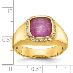10k Men's Ruby Doublet Stone and Diamond Complete Ring