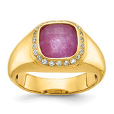 10k Men's Ruby Doublet Stone and Diamond Complete Ring