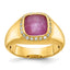 14k Mens Cushion Ruby Doublet Stone and 1/5 carat Diamond Complete Ring - Sophia Jewelers