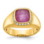 Men's Cushion Ruby Diamond Ring in 14K Yellow Gold (1/5 ct. tw.), Size 10 - Sophia Jewelers