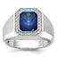 14k White Gold Mens Polished and Satin Octagon Gemstone and Diamond Ring Mounting, Mounting Only - Sophia Jewelers