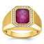 14k Mens Satin Octagon Ruby Doublet Stone and 1/4 carat Diamond Complete Ring - Sophia Jewelers