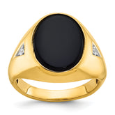 10k Men's Oval Onyx and Diamond Complete Ring