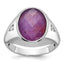 14k White Gold Mens Oval Ruby Doublet Stone and 1/15 carat Diamond Complete Ring - Sophia Jewelers