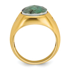 14k Men's Oval Gemstone and Diamond Ring Mounting (No Stones Included)