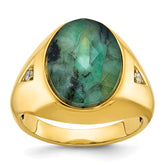14k Men's Oval Gemstone and Diamond Ring Mounting (No Stones Included)