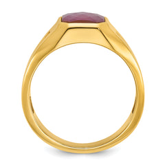 10k Men's Created Ruby Doublet Stone and Diamond Complete Ring
