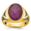 14k with Black Rhodium Mens Oval Ruby Doublet Stone Complete Ring - Sophia Jewelers