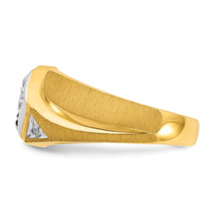 10k Two-tone Men's Polished and Satin Diamond Complete Ring