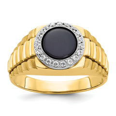 10k Two-tone Men's Onyx and Diamond Complete Ring