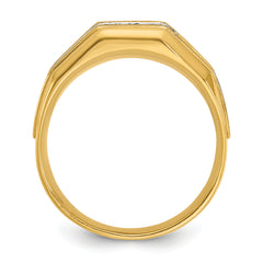 14k with White Rhodium Men's Polished and Satin 5-Stone 1/2 Carat AA Quality Diamond Ring