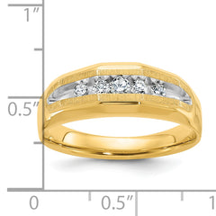 14k with White Rhodium Men's Polished and Satin 5-Stone 1/4 Carat AA Quality Diamond Ring