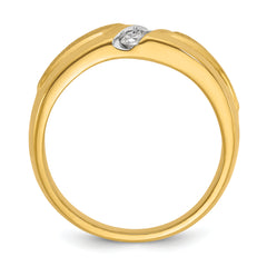 14k Men's Polished and Satin 3-Stone 1/4 Carat AA Quality Diamond Ring