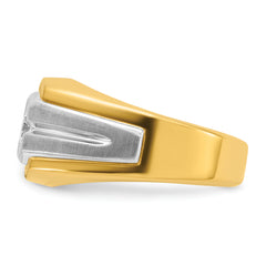 14k Two-tone Men's Polished and Satin Lab Grown VS/SI FGH Dia Rin - Sophia Jewelers