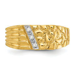 14k .02 carat Lab Grown Diamond VS/SI+ G+ Complete Textured Men's Nugget Ring