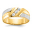 14k Two-tone Men's Polished Satin and Grooved 3-Stone Ring Mounting, Mounting Only - Sophia Jewelers