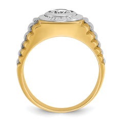 10k Two-tone Men's Polished Satin and Textured Ring Mounting (No Stones Included)