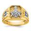 14k Two-tone Men's Polished and Textured with Blue Enamel and Diamond Blue Lodge Master Masonic Ring - Sophia Jewelers