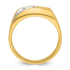 14k Men's Polished and Grooved 3-Stone Ring Mounting (No Stones Included)