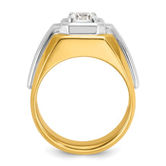 14k Two-tone 1 carat Lab Grown Diamond VS/SI+ G+ Complete Polished and Grooved Men's Ring