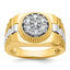 10k Two-tone Men's Polished Satin and Textured 1/2 Carat A Quality Diamond Cluster Ring
