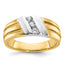 14k Two-tone Men's Polished and Grooved 3-Stone Ring Mounting, Mounting Only - Sophia Jewelers