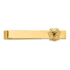 14k Men's Polished and Textured with Black Enamel 32 Degree Scottish Rite Masonic Medium Tie Bar