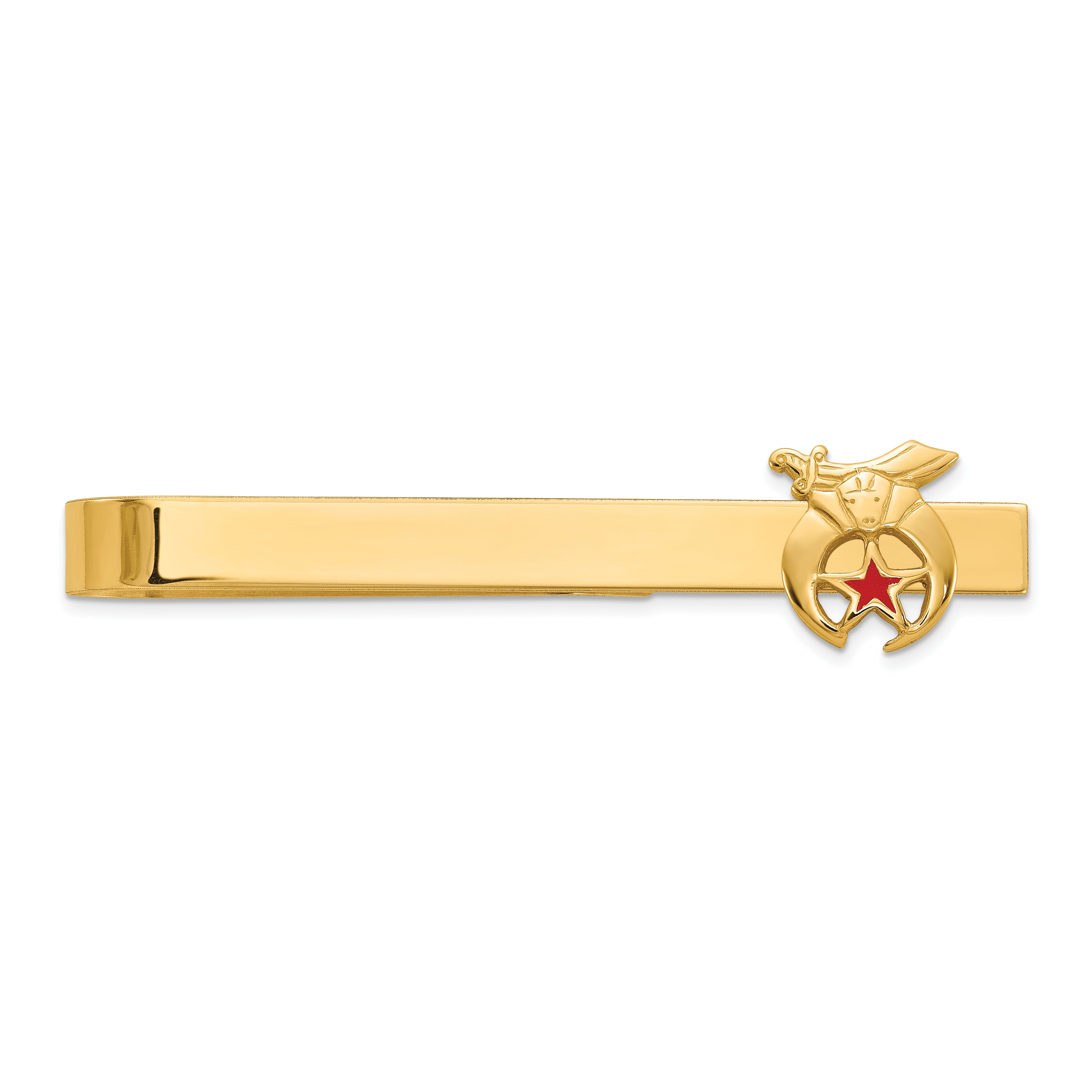 14k Men's Polished and Textured with Red Enamel Masonic Shriner Small Tie Bar