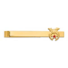 14k Men's Polished and Textured with Red Enamel Masonic Shriner Small Tie Bar
