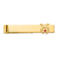 14k Men's Polished and Textured with Red Enamel Masonic Shriner Large Tie Bar