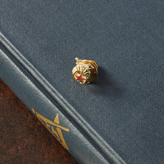 14k Men's Polished and Textured with Red Enamel Masonic Shriner Tie / Lapel Pin